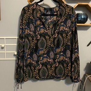 Olivaceous Printed Tassel Blouse